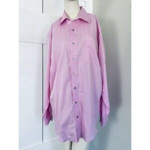 Kenneth Cole Reaction Dress Shirt 16-16 1/2 34/35 Large Pink Windowpane Non Iron
